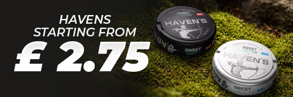 Havens nicotine pouches starting from £2.75 in different flavours and strengths
